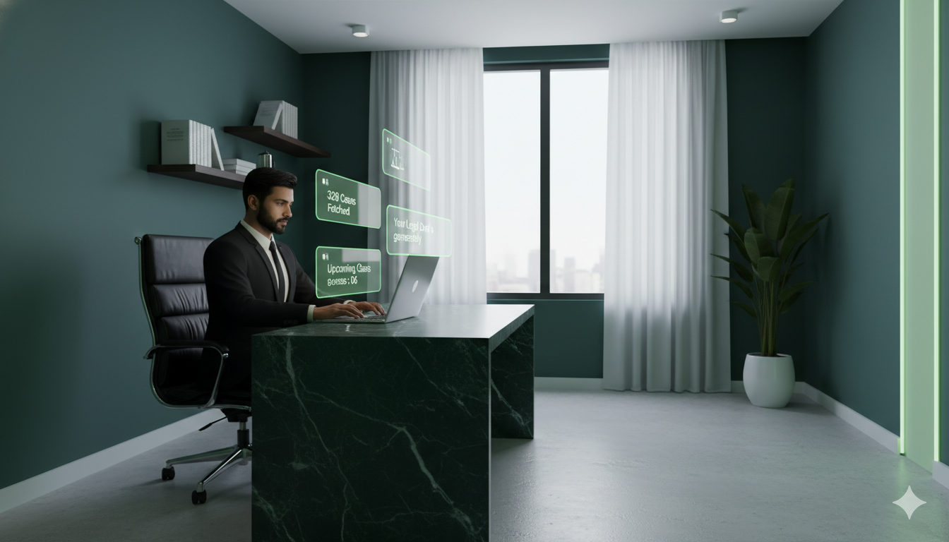 CLAW Dashboard hero – lawyer working at desk